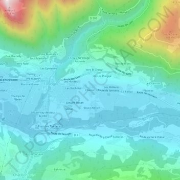 Carte topographique Chessin, altitude, relief