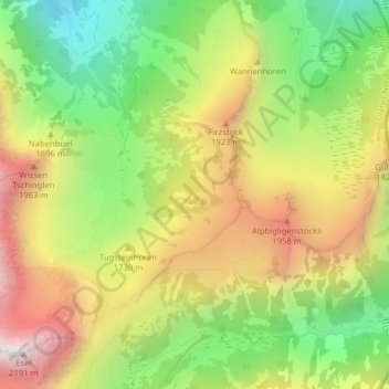 Carte topographique After, altitude, relief