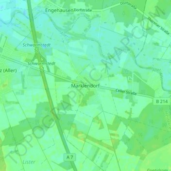 Carte topographique Marklendorf, altitude, relief