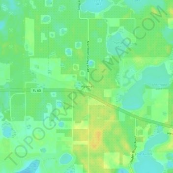 Carte topographique Alcoma, altitude, relief