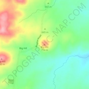 Carte topographique Big Hill, altitude, relief