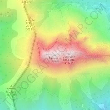 Carte topographique Espigüete, altitude, relief