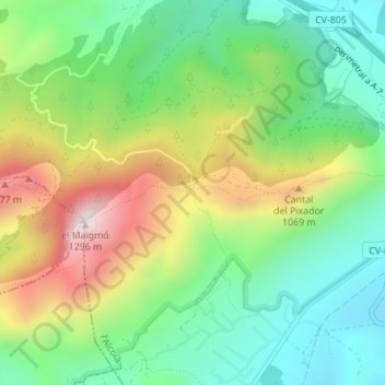 Carte topographique Balcó d'Alacant, altitude, relief