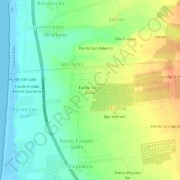 Carte topographique Fundo Santa Lucia, altitude, relief