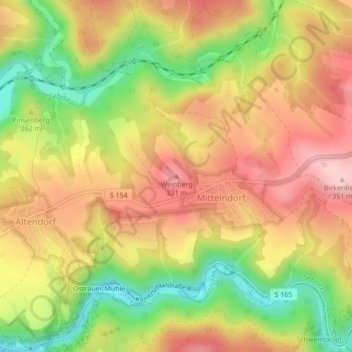 Carte topographique Weinberg, altitude, relief