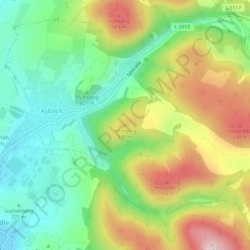 Carte topographique Komberg, altitude, relief