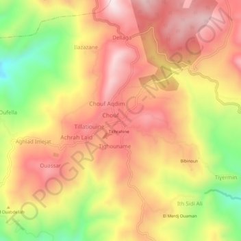 Carte topographique Beni Brahim, altitude, relief