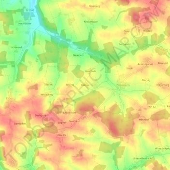 Carte topographique Holzau, altitude, relief