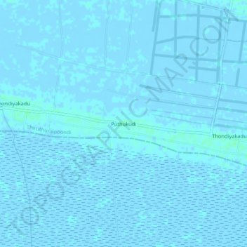 Carte topographique Puthukudi, altitude, relief