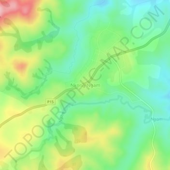 Carte topographique Nkong-Ngam, altitude, relief