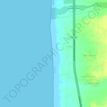 Carte topographique Playa Lurinchincha "El Manantial", altitude, relief