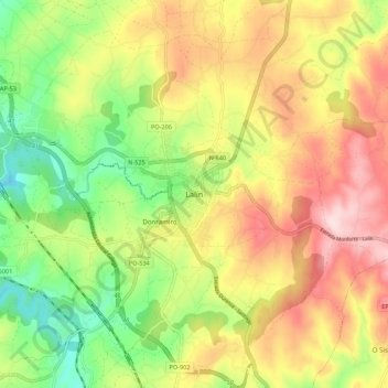 Carte topographique Lalín, altitude, relief