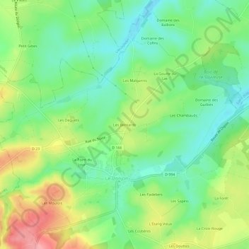 Carte topographique Les Bernards, altitude, relief