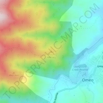 Carte topographique Mount Mesley, altitude, relief