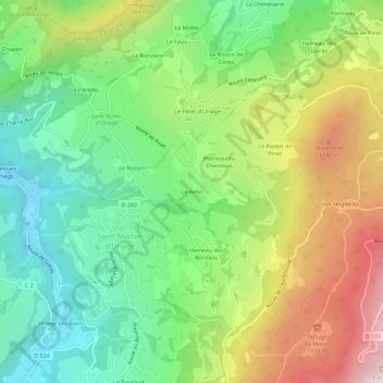 Carte topographique Le Belin, altitude, relief