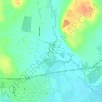 Carte topographique Eynsham Mill, altitude, relief