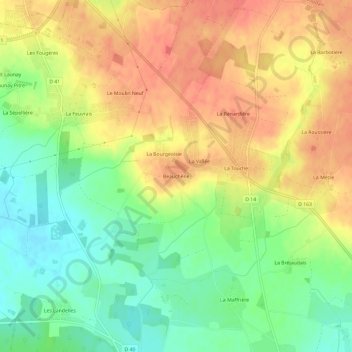 Carte topographique Beauchêne, altitude, relief