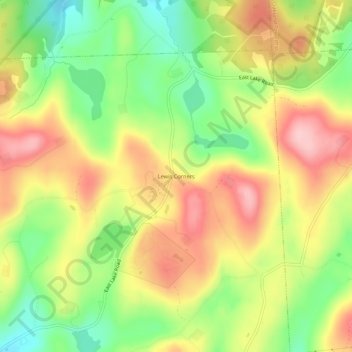 Carte topographique Lewis Corners, altitude, relief