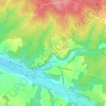 Carte topographique La Grange, altitude, relief