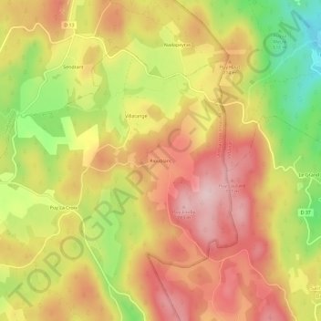 Carte topographique Rioublanc, altitude, relief