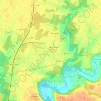 Carte topographique Les Hommes Guillaume, altitude, relief