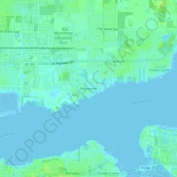 Carte topographique Manavista, altitude, relief