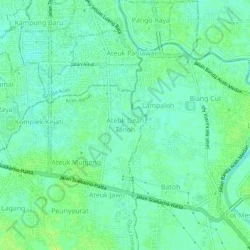 Carte topographique Ateuk Deah Tanoh, altitude, relief