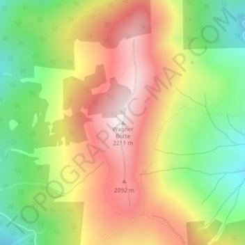 Carte topographique Wagner Butte, altitude, relief