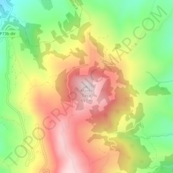 Carte topographique Monte Cece, altitude, relief