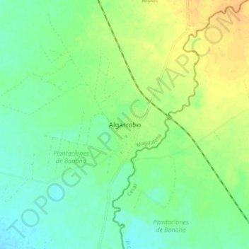 Carte topographique Algarrobo, altitude, relief