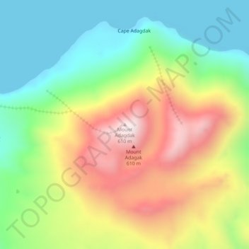 Carte topographique Mount Adagdak, altitude, relief