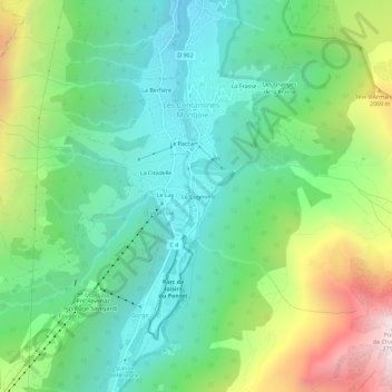 Carte topographique Le Cugnon, altitude, relief