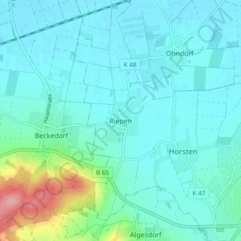 Carte topographique Riepen, altitude, relief