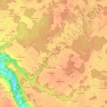 Carte topographique La Barrerie, altitude, relief