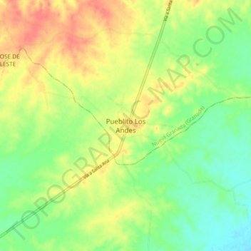 Carte topographique Pueblito Los Andes, altitude, relief