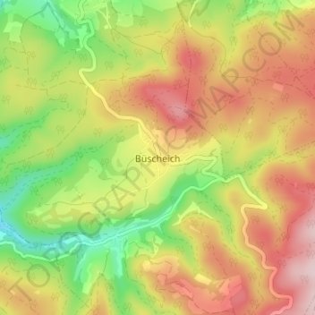Carte topographique Büscheich, altitude, relief