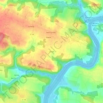 Carte topographique Carado, altitude, relief