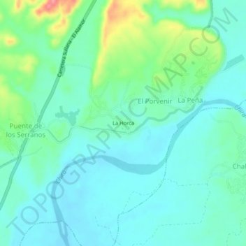 Carte topographique La Horca, altitude, relief