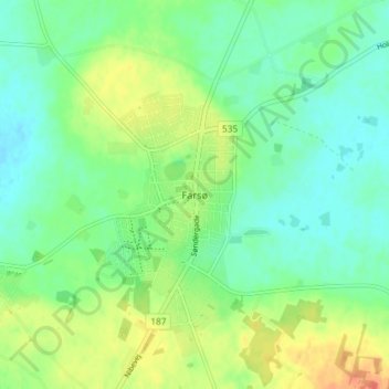 Carte topographique Farsø, altitude, relief