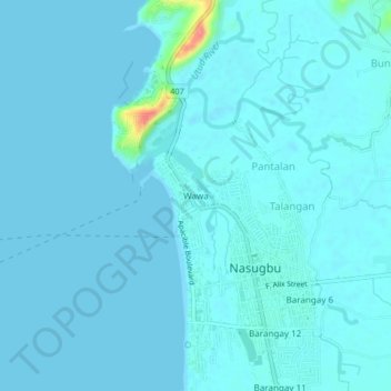 Carte topographique Wawa, altitude, relief