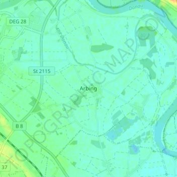 Carte topographique Arbing, altitude, relief