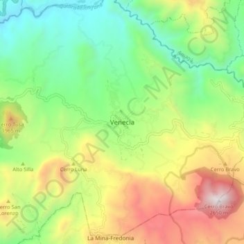 Carte topographique Venecia, altitude, relief