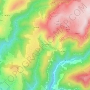 Carte topographique Saint-Martin de Monon, altitude, relief