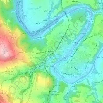 Carte topographique Pennarun, altitude, relief