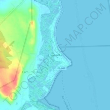Carte topographique Coqueirinho, altitude, relief