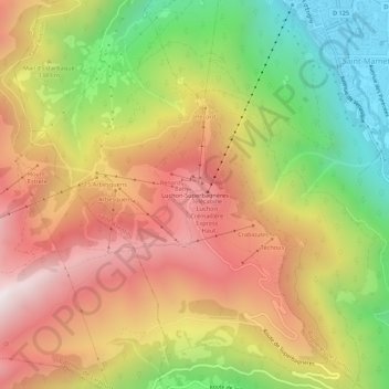 Carte topographique Luchon-Superbagnères, altitude, relief