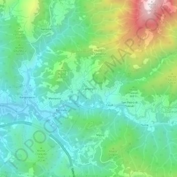 Carte topographique Campegli, altitude, relief