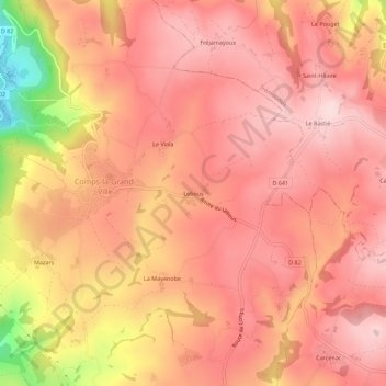 Carte topographique Lebous, altitude, relief