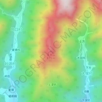 Carte topographique 天台山, altitude, relief