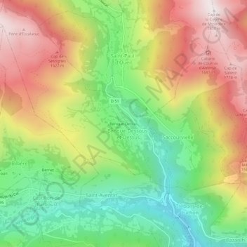 Carte topographique Benque-Dessus, altitude, relief